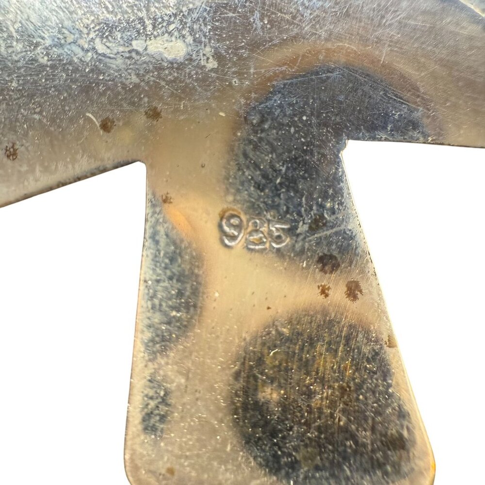 STS 925 Sterling Silver Indonesia Hammered Leaf Cross Pendant Bohemian - Picture 4 of 5